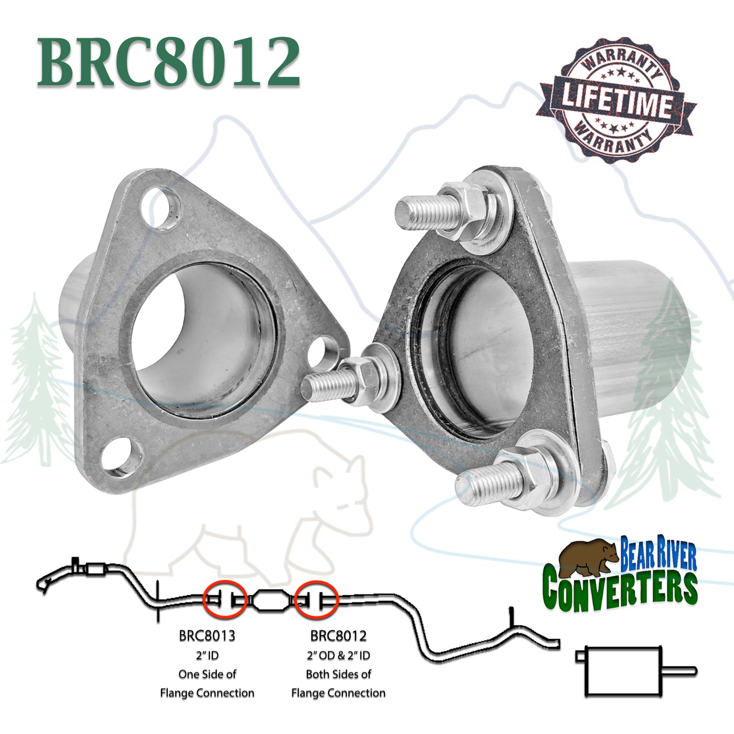 BRC8012 2" Semi Direct Fit Exhaust Converter Pipe Flange Repair Kit for Chevrolet Buick