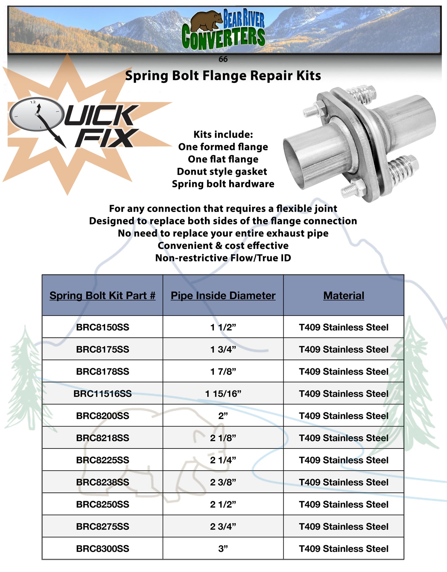 BRC8300SS 3" Exhaust Muffler Flange Pipe Repair Spherical Joint for Toyota Honda Nissan