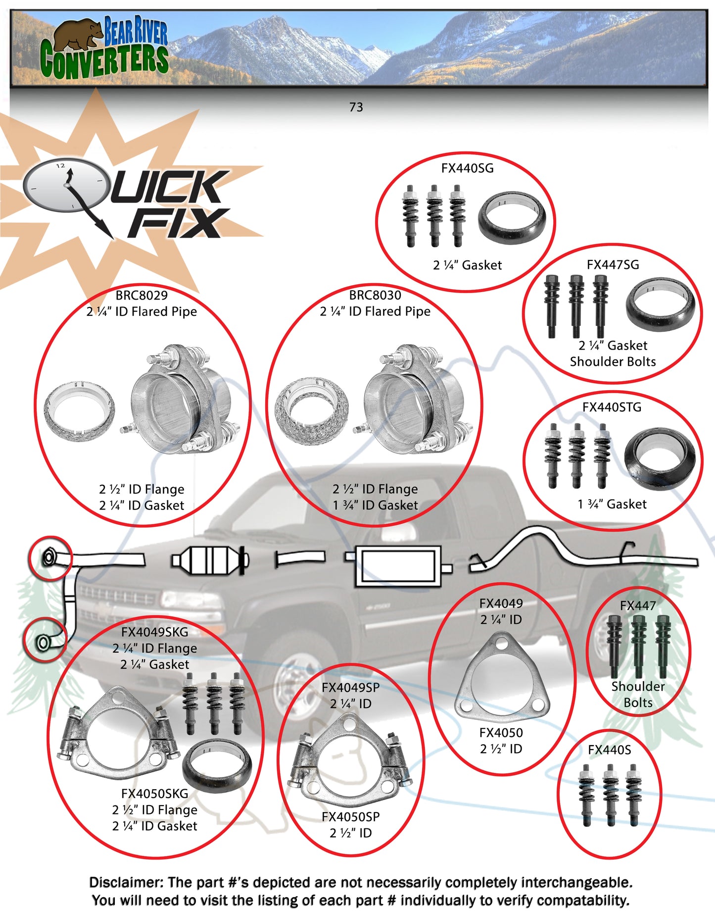 FX4049 2 1/4" 2.25" ID Triangle Exhaust Flat Flange For 2" OD Flared Y Pipe