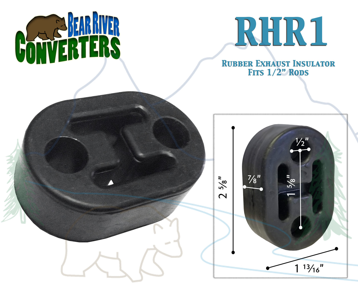 RHR1 Exhaust Mount Rubber Insulator Grommet Hanger Bushing 1/2" Rod Support