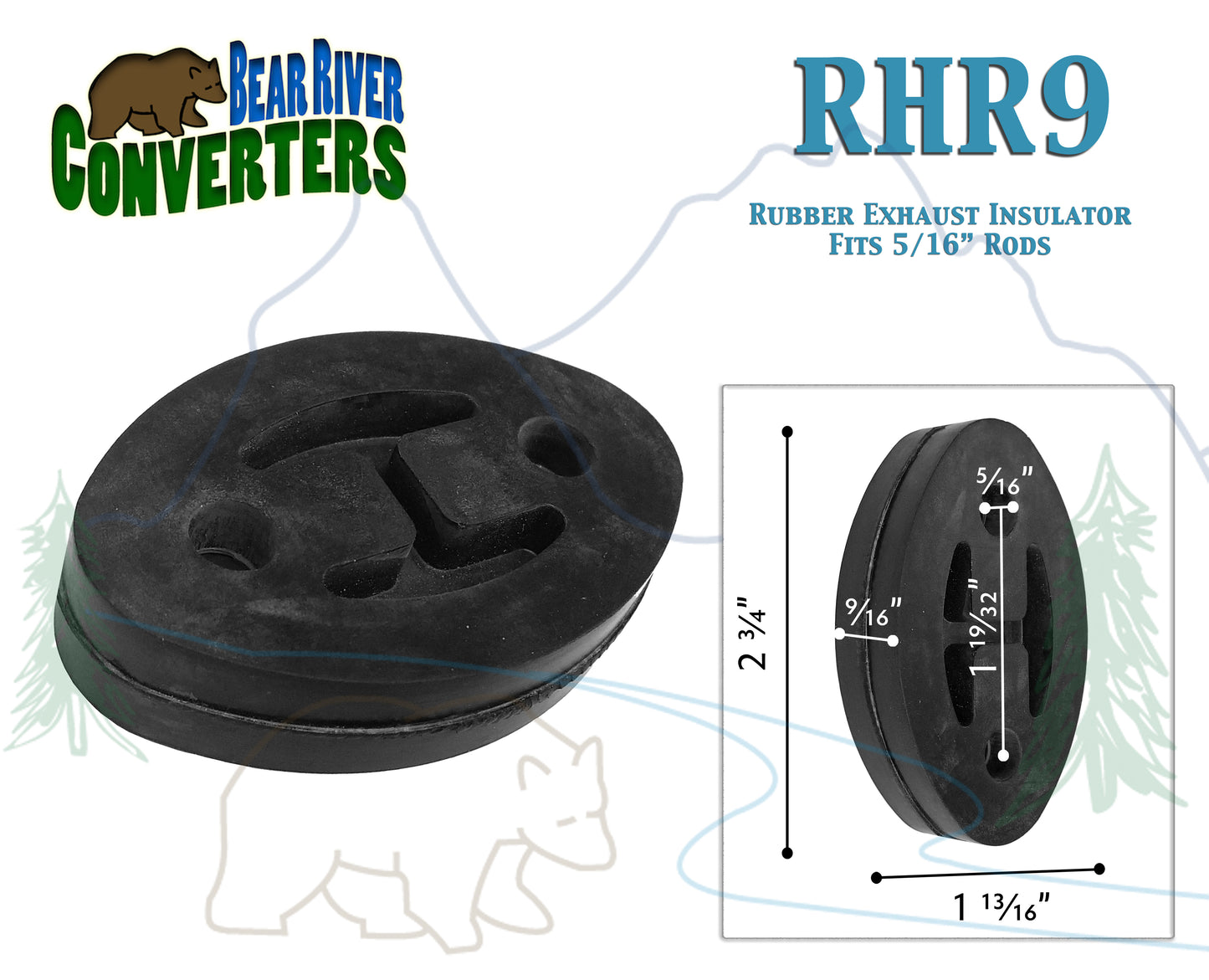 RHR9 Exhaust Mount Rubber Insulator Grommet Hanger Bushing 5/16" Rod Support