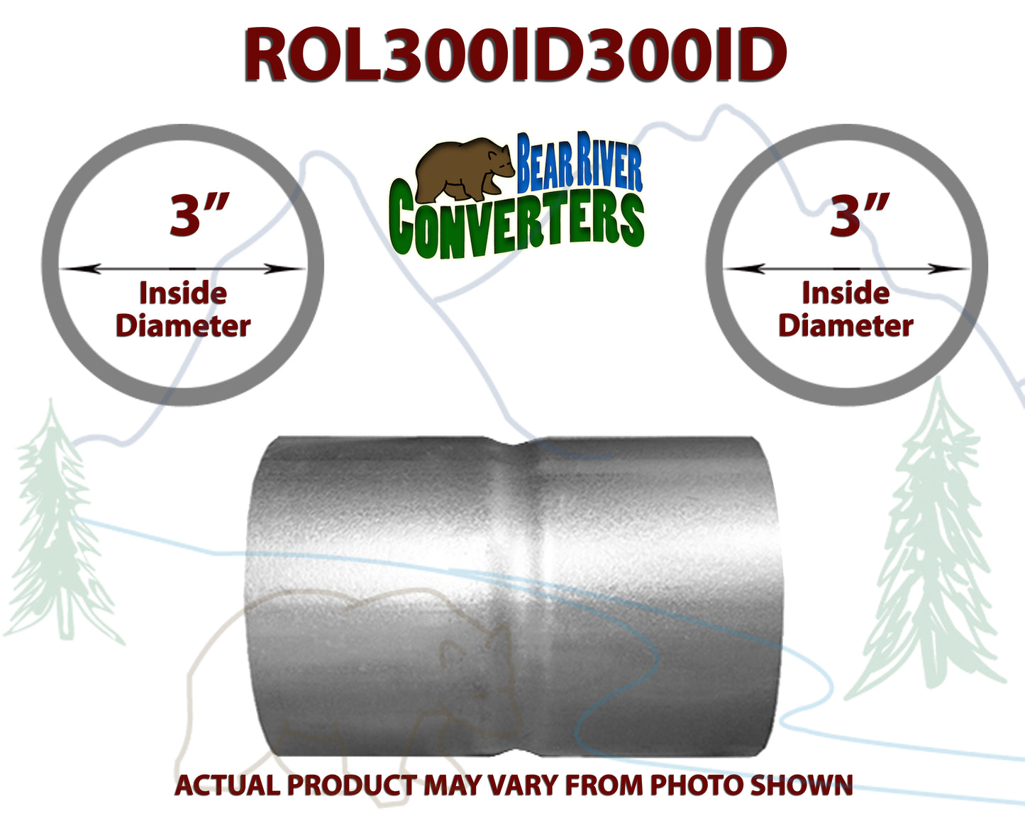 ROL300ID300ID 548582 3” ID to 3” ID Universal Exhaust Pipe to Pipe Coupling Connector