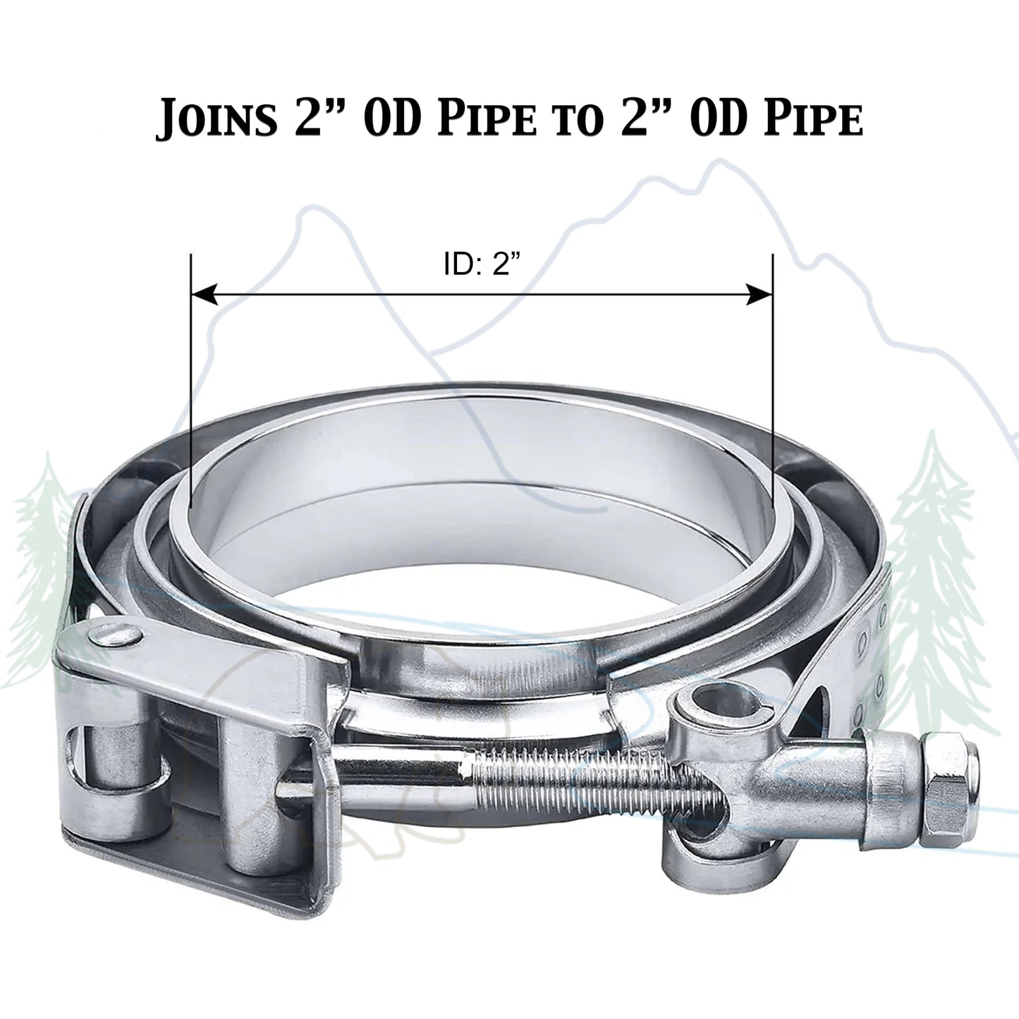 VBC200SS 2" V Band Exhaust Clamp w/ Male Female Flanges Quick Release Stainless Steel