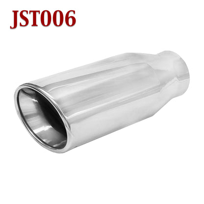 JST006 2.25" Stainless Round Exhaust Tip 2 1/4" Inlet 3 1/2" Outlet 8 1/2" Long