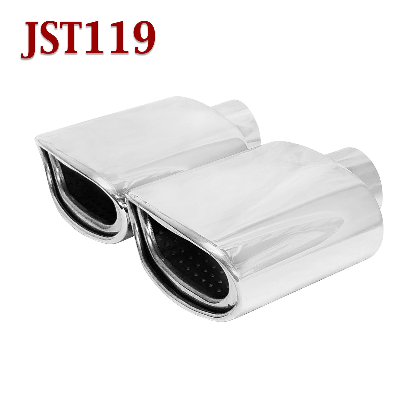 JST119 2.25" Stainless Oval Resonated Exhaust Tip 2 1/4" Inlet 5.5" Wide 7" Long